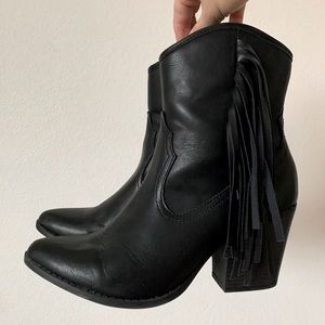 Vegan leather- cowgirl boots.